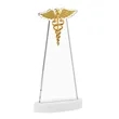 Caduceus Award on Alberton Base - White | https://www.bestnamebadges.com