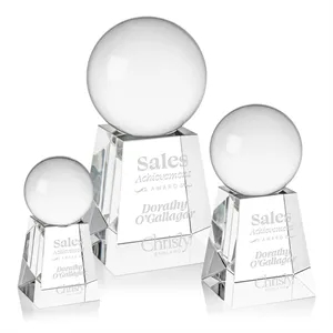 Crystal Ball Award on Tall Base | https://www.bestnamebadges.com