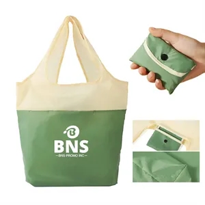 Foldable Grocery Nylon Tote Bag W/ Handle RPET Two-Tone