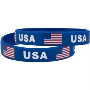 USA Flag Unisex Silicone Bracelet Rubber Sports Wristband