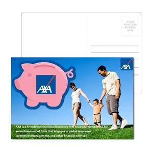 Post Card with Full Color Piggy Bank Coaster | https://www.bestnamebadges.com