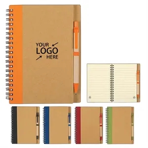 Kraft paper Spiral Notebook with Pen - 7 inches x 5 inches