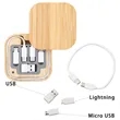 Square Bamboo Multi USB Charging Adapter Cable Kit | https://www.bestnamebadges.com