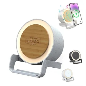 Music Bedside Lamp with Wireless Charger Speaker