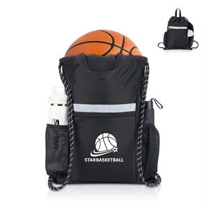 Waterproof Nylon Drawstring Backpack With Shoe Compartment