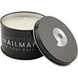 5.3 oz. Weathered Oak Candle in a Black Metal Tin | https://www.bestnamebadges.com