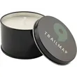5.3 oz. Weathered Oak Candle in a Black Metal Tin | https://www.bestnamebadges.com