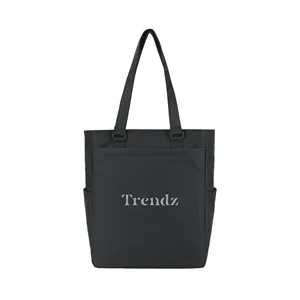 Herringbone Work Tote Bag With Phone Sleeve & Bottle Pocket