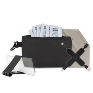 9 pcs Mobile Tech Charging Kit in Black Mesh Zipper Pouch