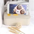 Wheat Straw Lunch Bento Box Set with Phone Stand | https://www.bestnamebadges.com