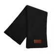 Vertical Ribbed Knit Scarf With Custom Faux Leather Patch | https://www.bestnamebadges.com