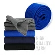 Vertical Ribbed Knit Scarf With Custom Faux Leather Patch | https://www.bestnamebadges.com