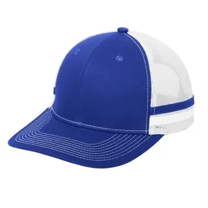 Port Authority Two-Stripe Snapback Trucker Cap. | https://www.bestnamebadges.com