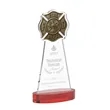 Fire Dept Award on Alberton Base - Red | https://www.bestnamebadges.com
