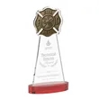 Fire Dept Award on Alberton Base - Red | https://www.bestnamebadges.com