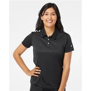 Adidas Women's 3-Stripes Shoulder Polo - A325 | https://www.bestnamebadges.com
