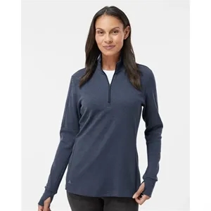 Adidas Women's 3-Stripes Quarter-Zip Sweater Pullover - A555 | https://www.bestnamebadges.com