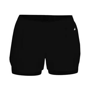 Badger Women's Double Up Shorts - 6150 | https://www.bestnamebadges.com