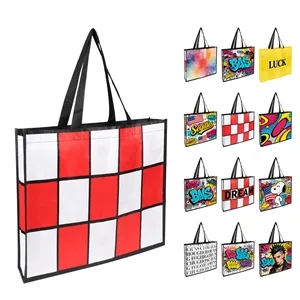 Large Full Color Laminated Hand Woven Grocery Tote Bag
