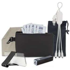 11 pcs Charge &Take Along Kit in Black Mesh Zipper Pouch