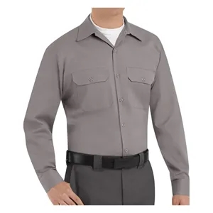 Red Kap Men's Tall Utility Long Sleeve Work Shirt - ST52T | https://www.bestnamebadges.com