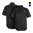 Men's Short Sleeve Button Down Woven Shirt With Custom Logo | https://www.bestnamebadges.com