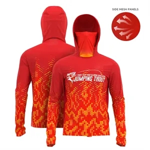 180GSM Men's Sunproof Fishing Hoodie T Shirt W/ Neck Gaiter