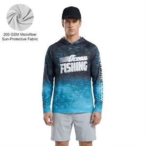 Unisex Sublimated Solar Protection Fishing Hoodie Shirt 200G