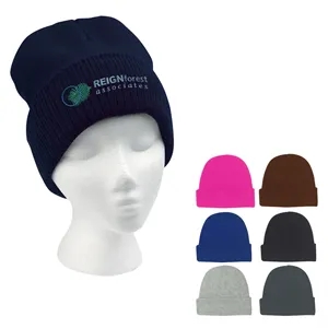 KNIT BEANIE WITH CUFF | https://www.bestnamebadges.com