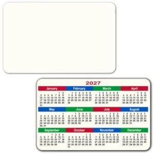 30 mil Plastic Credit Card Size Calendar