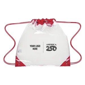 America250™ Touchdown Clear EVA Drawstring Backpack | https://www.bestnamebadges.com