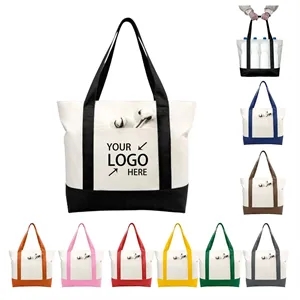 Canvas Tote Zipper Grocery Shopping Bag