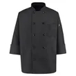 Chef Designs Ten Pearl Button Black Chef Coat - 0425 | https://www.bestnamebadges.com