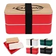 Stackable Bento Lunch Box W/ Bamboo Lid & Utensils | https://www.bestnamebadges.com