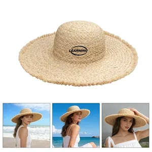 Natural Raffia Wide Brim Straw Sun Hat