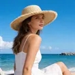 Natural Raffia Wide Brim Straw Sun Hat | https://www.bestnamebadges.com