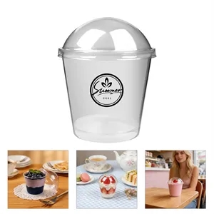 7Oz Disposable Clear Plastic Dessert Cup W/ Dome Lid