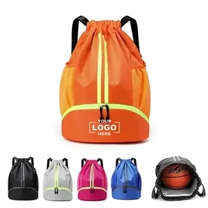 Sports Drawstring Backpack with Wet & Dry Shoe Pocket