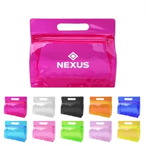 PVC Clear Zipper Travel Vanity Bag W/ Die Cut Handle