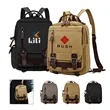 Vintage Canvas Backpack Travel Rucksack W/Leather Trim | https://www.bestnamebadges.com
