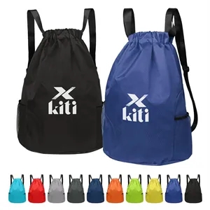 Large Sport Drawstring Backpack W/ Side Mesh Pocket