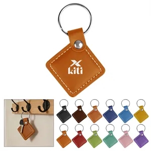 Square PU Leather Keychain Key Fob