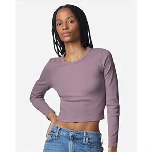American Apparel Women's Baby Rib Long Sleeve Cropped Tee...