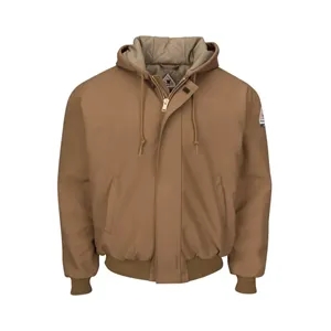 Bulwark Men's Insulated Brown Duck Hooded Jacket With Kni...