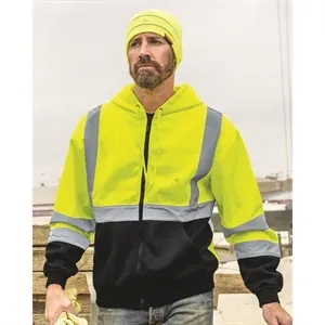 Kishigo Unisex Hi-Vis Full-Zip Hooded Sweatshirt - JS102-103