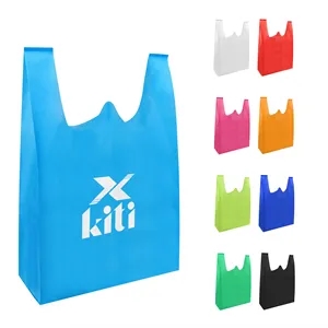 Reusable T Shirt Style Non Woven Shopping Bags Grocery Tote