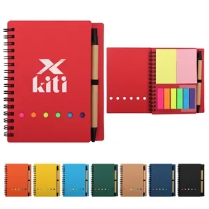 Mini Kraft Spiral Notebook W/ Sticky Notes & Pen