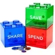 Transparent Plastic Block Coin Banks | https://www.bestnamebadges.com