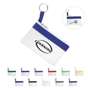 Mini Zippered PVC Pouch Clear Pencil Bag W/ Key Ring