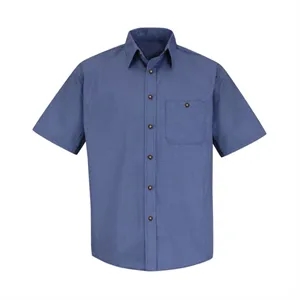 Red Kap Men's Tall Mini-Plaid Uniform Short Sleeve Shirt ...